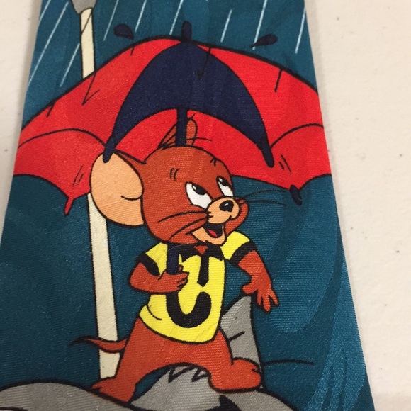 Tom & Jerry Cartoon Tie Green / Blue Vintage 1994 - Picture 5 of 13